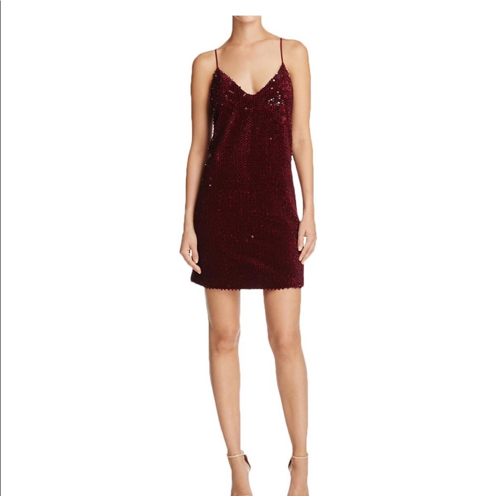 Kendall & Kylie Maroon Sequin Slip Dress